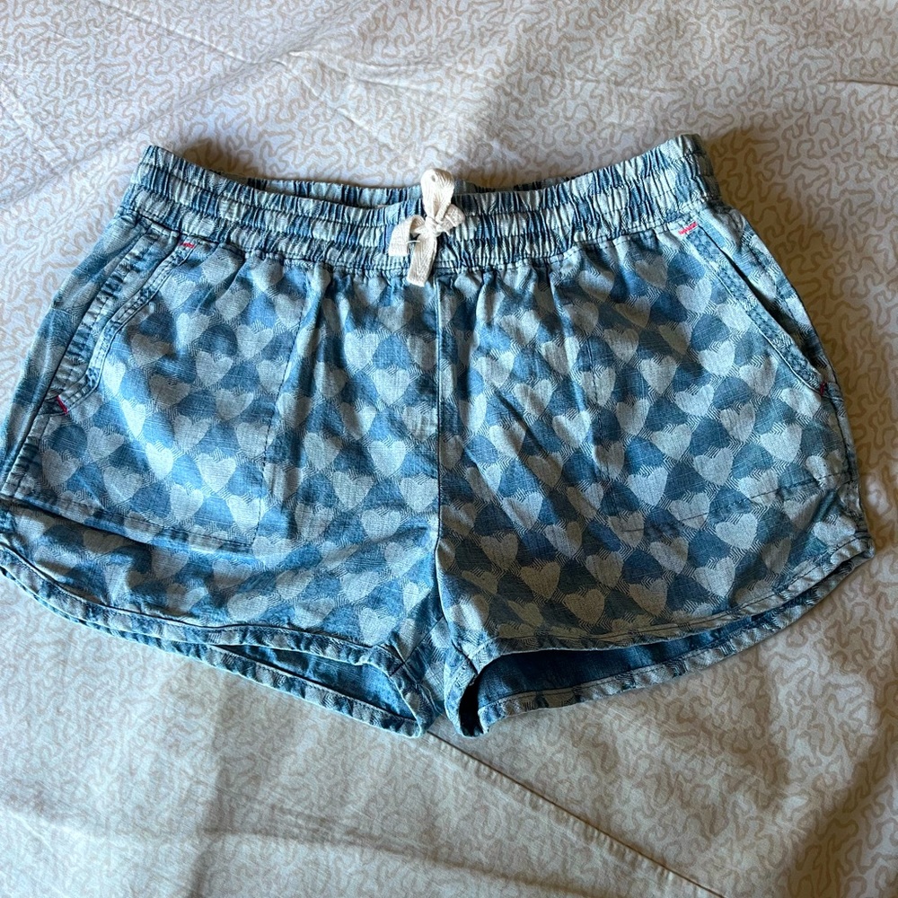 Crewcuts girls blue denim hearts shorts in size 14